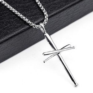 ❤️Punk rivet nail cross couple pendant necklace for women/men, N90201P218
